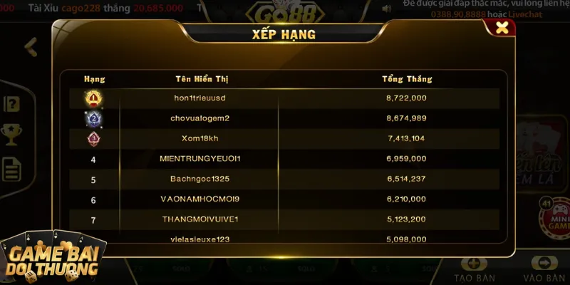 Khám phá loạt game bài đổi thưởng cực hot tại Go88 2 Chi trả thưởng với hệ số top đầu